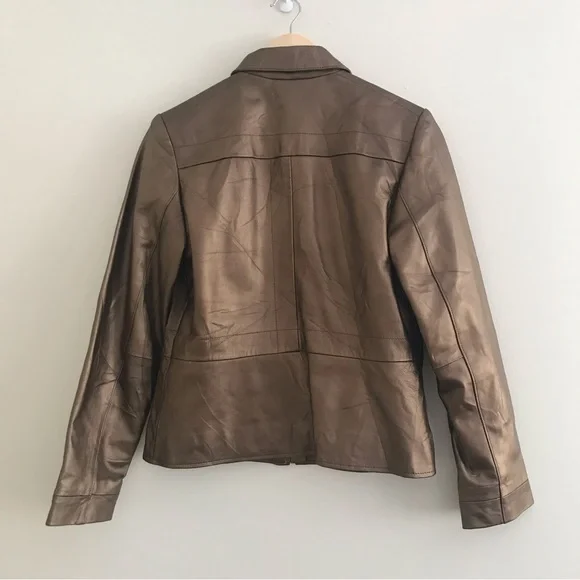 Gold leather jacket - Picture 3 of 9